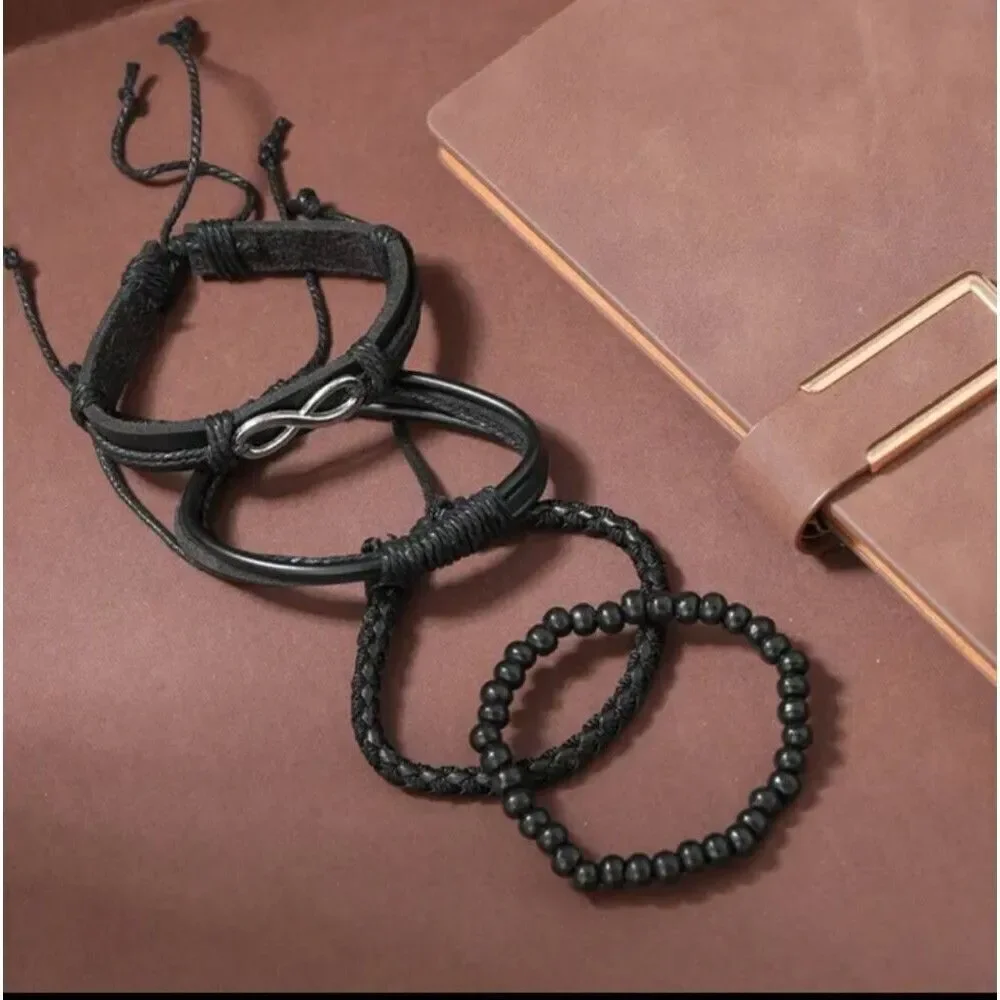 faux leather layered Braided Bracelet